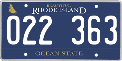 RI license plate 022363