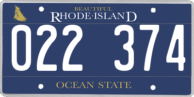 RI license plate 022374