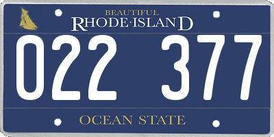 RI license plate 022377