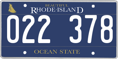RI license plate 022378