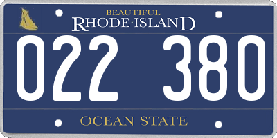 RI license plate 022380