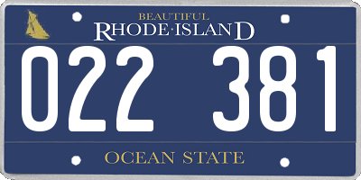 RI license plate 022381