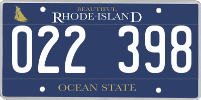 RI license plate 022398