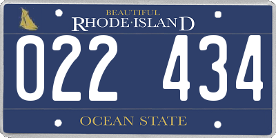RI license plate 022434