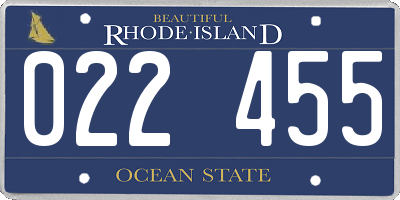 RI license plate 022455