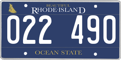 RI license plate 022490