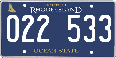 RI license plate 022533