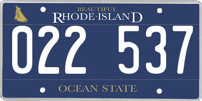 RI license plate 022537