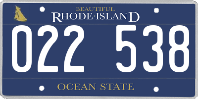 RI license plate 022538