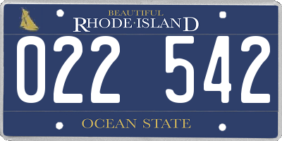 RI license plate 022542