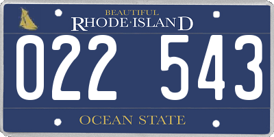 RI license plate 022543