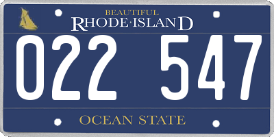 RI license plate 022547