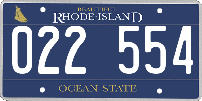 RI license plate 022554