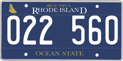 RI license plate 022560