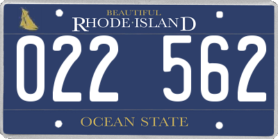 RI license plate 022562