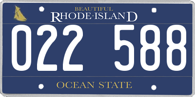 RI license plate 022588