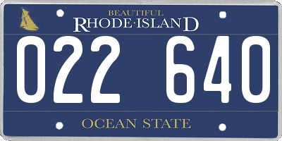 RI license plate 022640