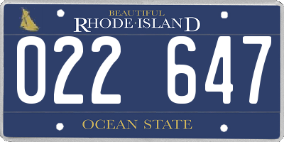 RI license plate 022647