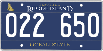 RI license plate 022650