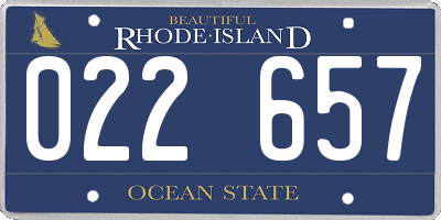 RI license plate 022657