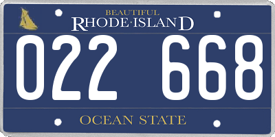 RI license plate 022668