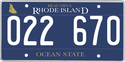 RI license plate 022670