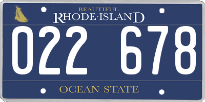 RI license plate 022678