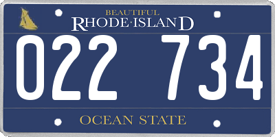 RI license plate 022734