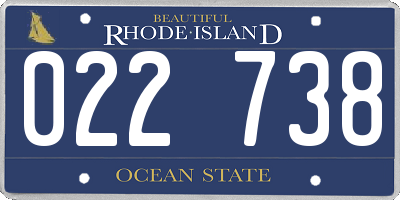 RI license plate 022738