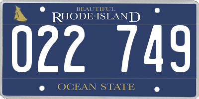 RI license plate 022749