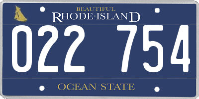 RI license plate 022754