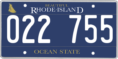 RI license plate 022755