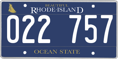 RI license plate 022757