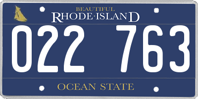 RI license plate 022763