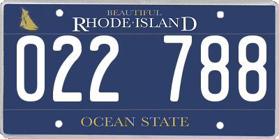 RI license plate 022788