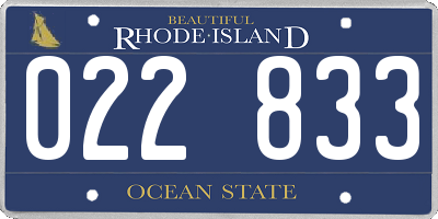 RI license plate 022833