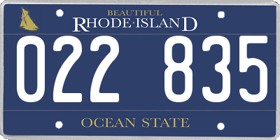 RI license plate 022835
