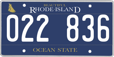 RI license plate 022836