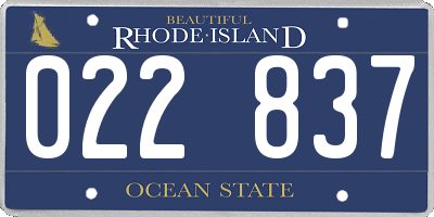 RI license plate 022837