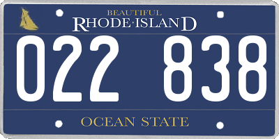 RI license plate 022838