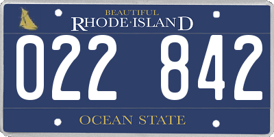 RI license plate 022842