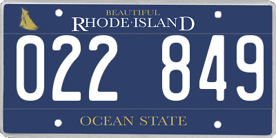 RI license plate 022849