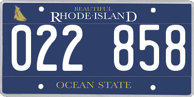 RI license plate 022858