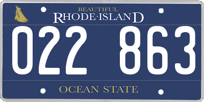 RI license plate 022863