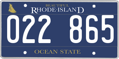 RI license plate 022865