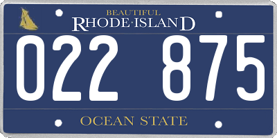 RI license plate 022875