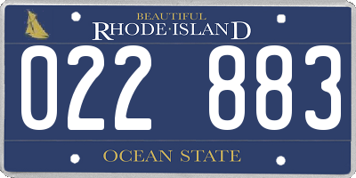 RI license plate 022883