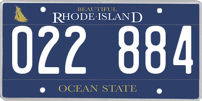 RI license plate 022884