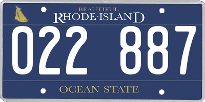 RI license plate 022887