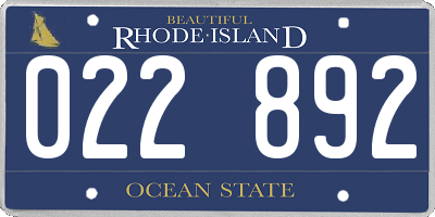 RI license plate 022892